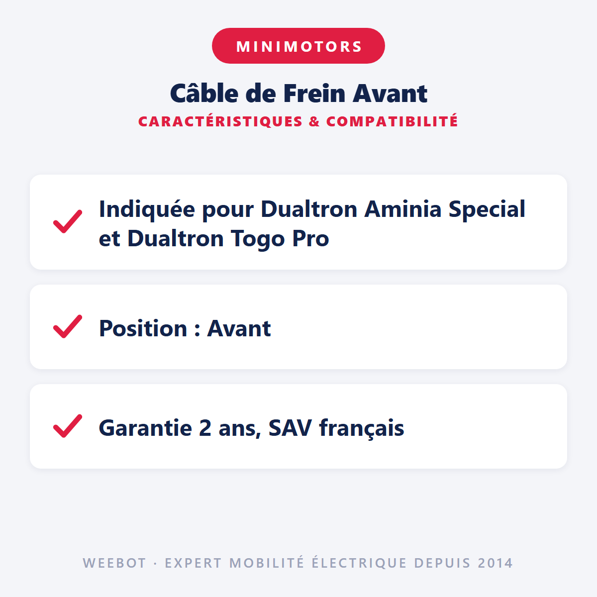 Câble de Frein Avant : caractéristiques et compatibilité