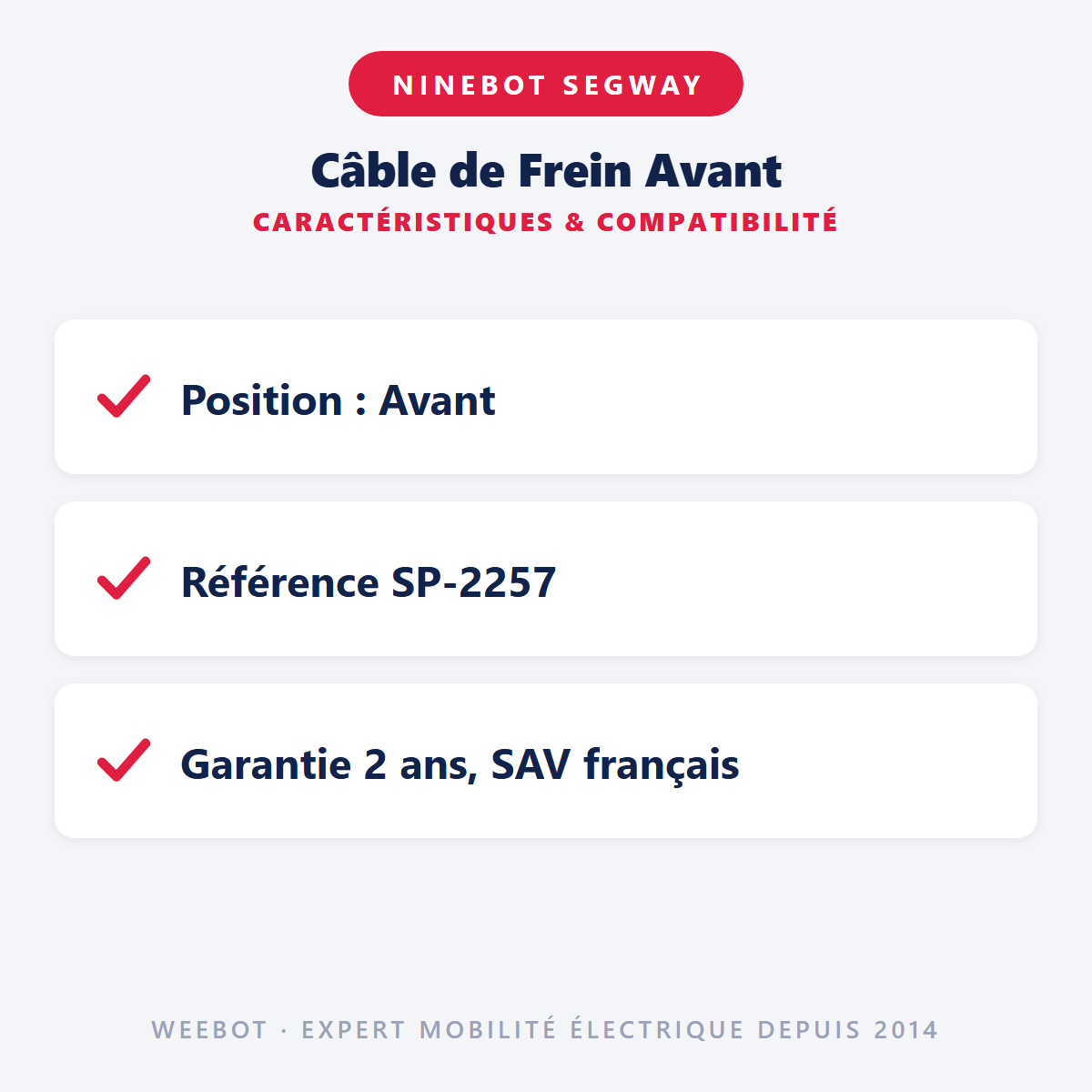 Câble de Frein Avant : caractéristiques et compatibilité