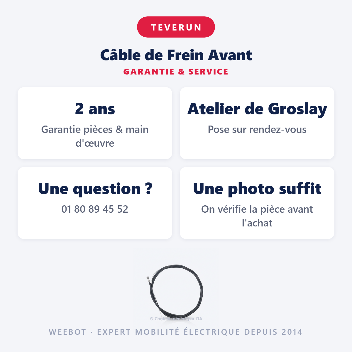 Câble de Frein Avant : garantie 2 ans et service après-vente