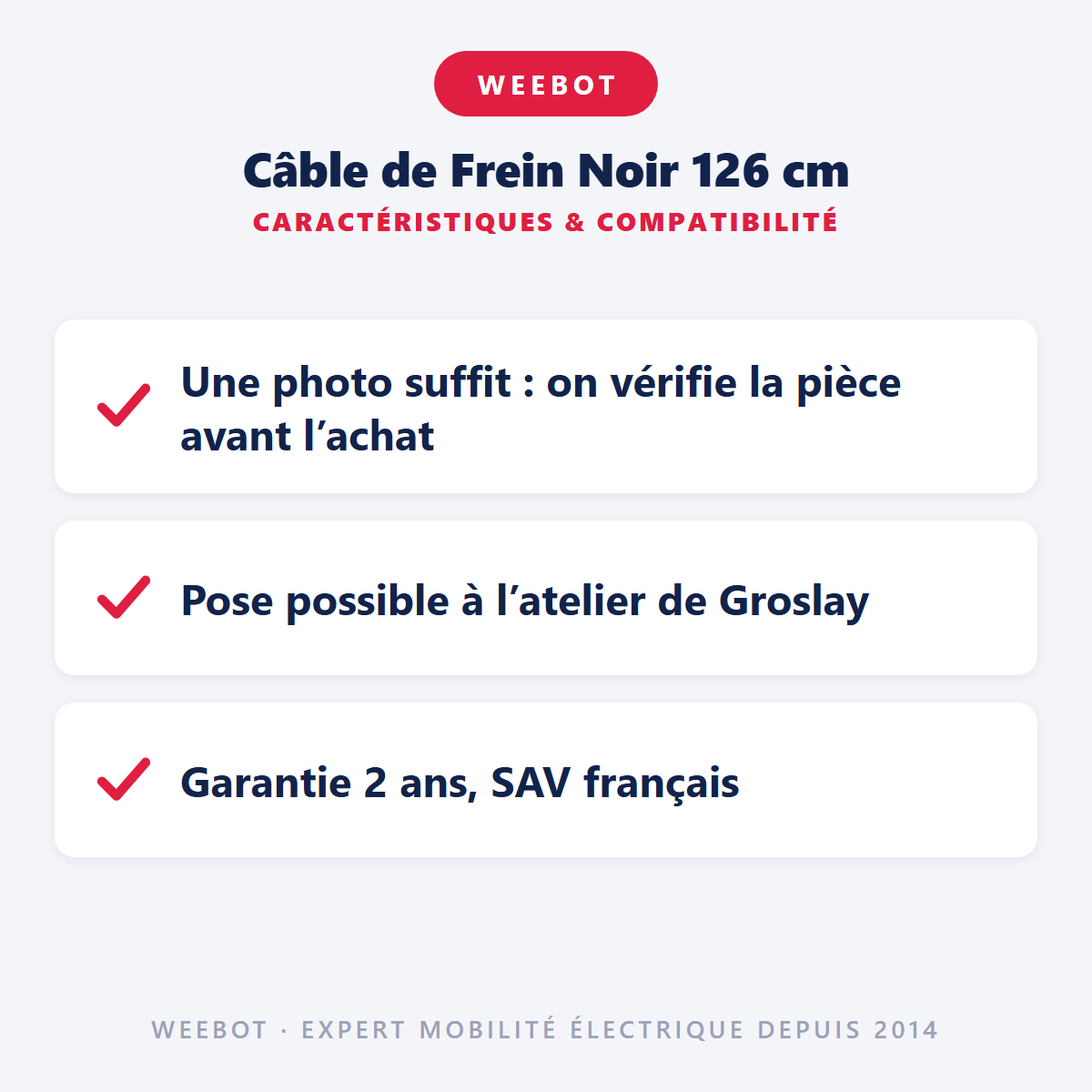 Câble de Frein Noir 126 cm : caractéristiques et compatibilité