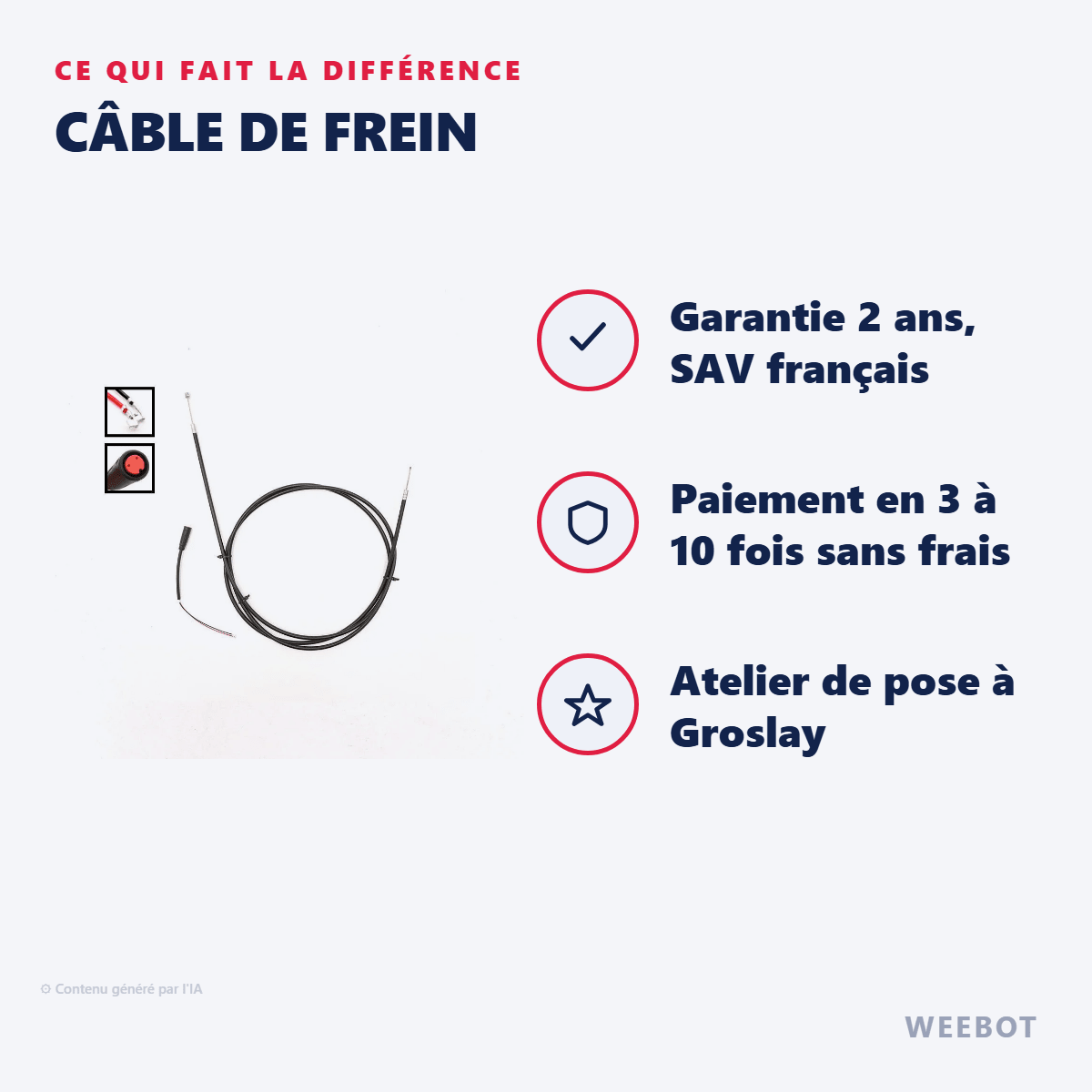 Câble de Frein pour Trottinette Électrique Etwow - Weebot