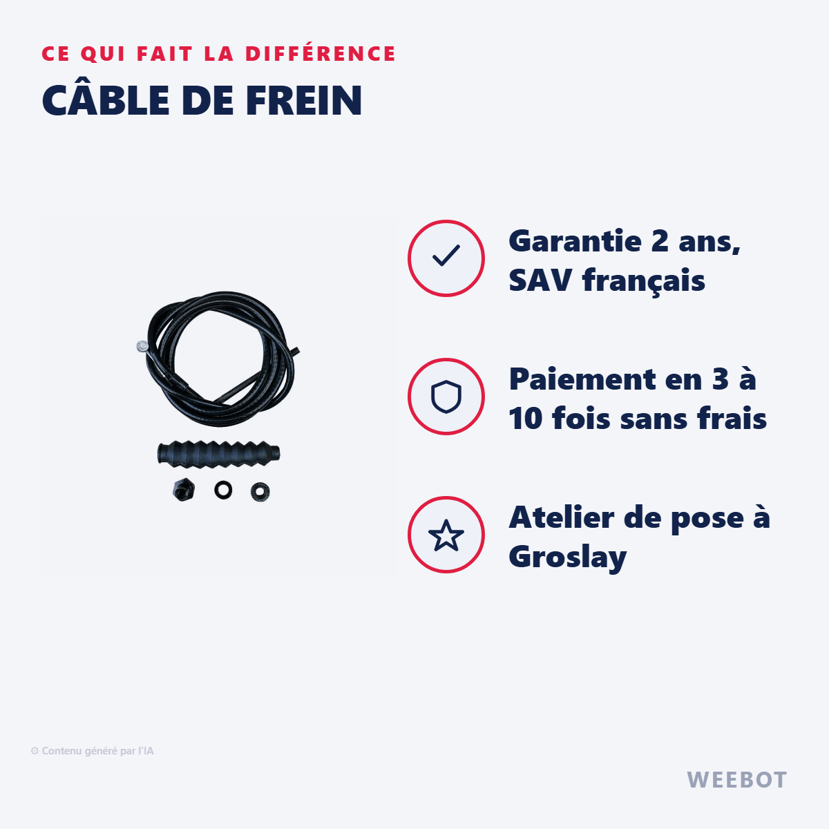 Câble de Frein pour Trottinette Électrique Ninebot G30 Max - Weebot