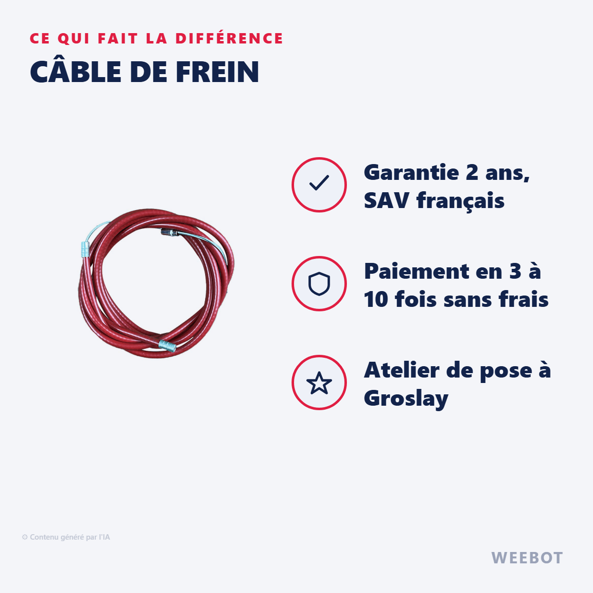 Câble de Frein pour Trottinette Électrique Xiaomi Pro / Pro2 - Weebot