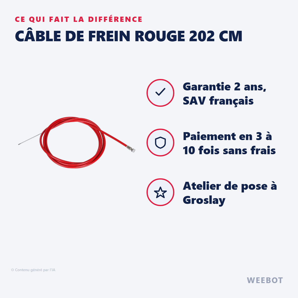 Câble de Frein Rouge 202 cm : les points forts