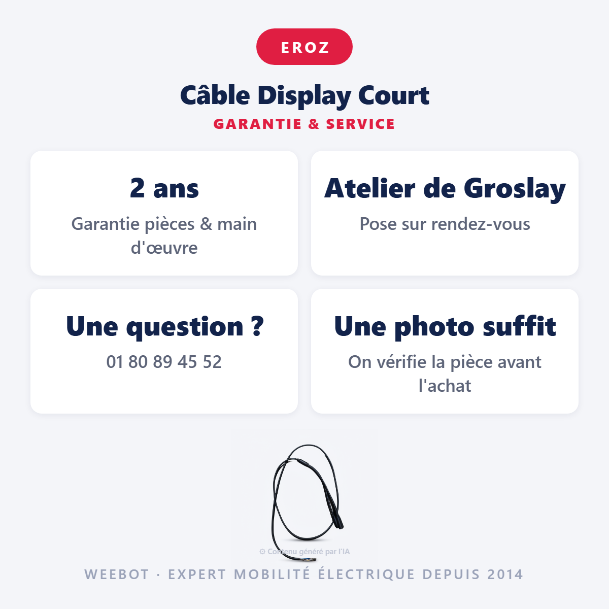 Câble Display Court : garantie 2 ans et service après-vente