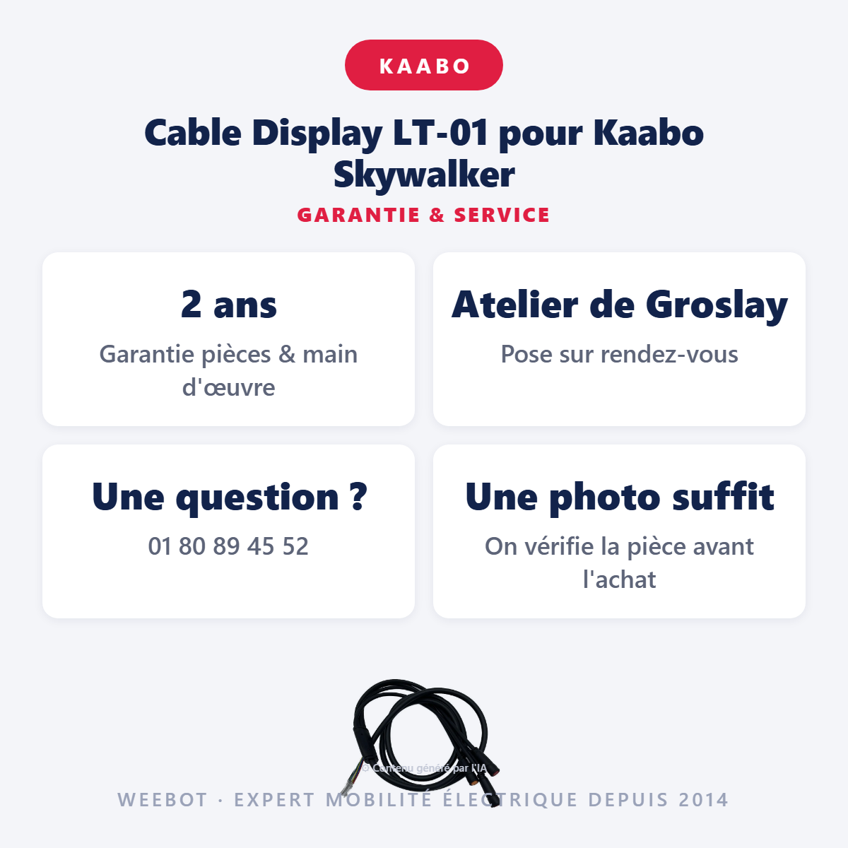 Cable Display LT-01 pour Kaabo Skywalker : garantie 2 ans et service après-vente