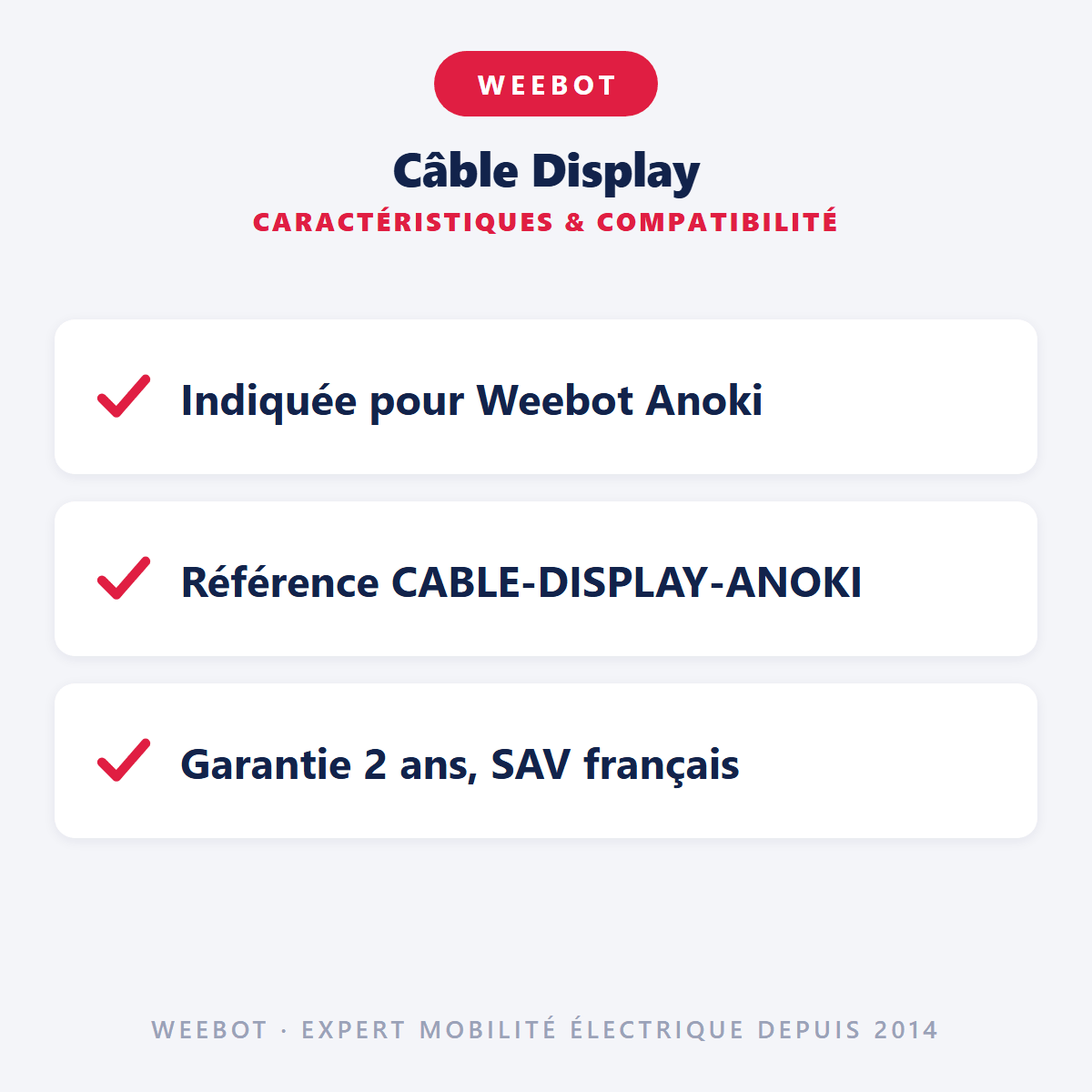 Câble Display pour Trottinette Electrique Weebot Anoki - Weebot