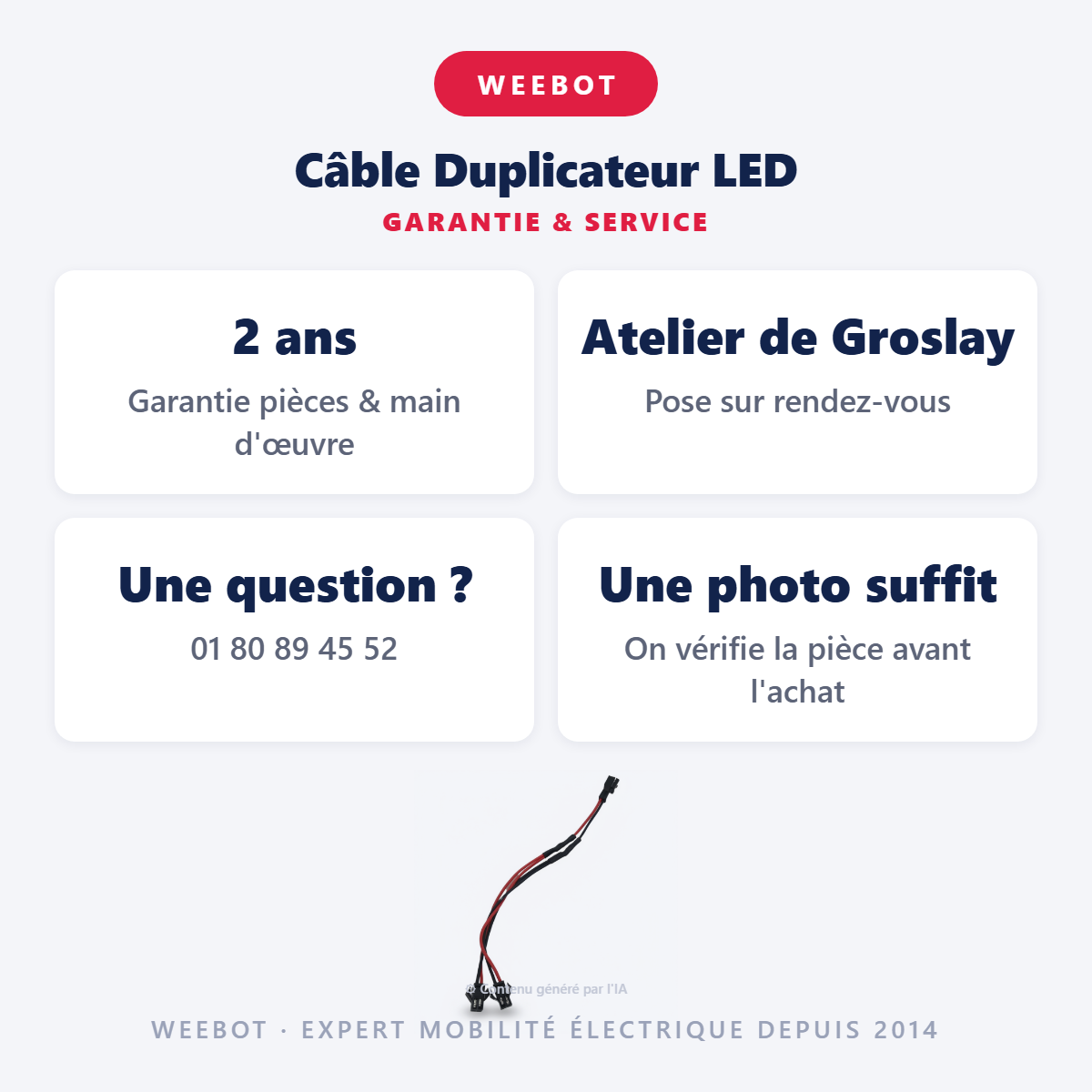 Câble Duplicateur LED : garantie 2 ans et service après-vente