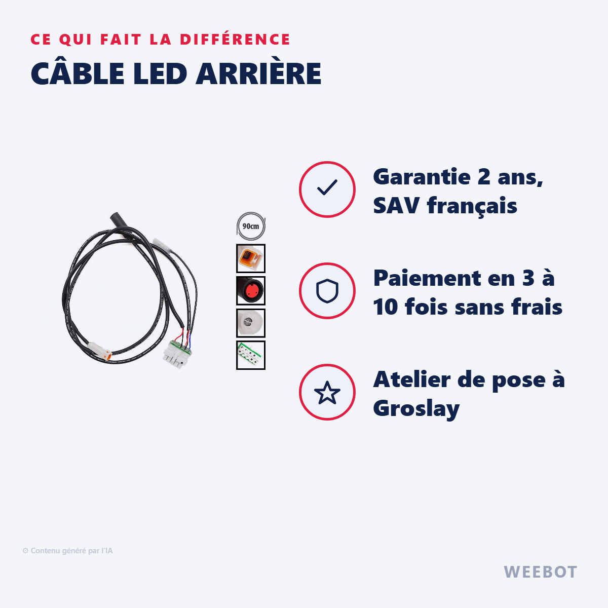 Câble LED Arrière pour Trottinette Électrique Ninebot Segway ZT3 Pro - Weebot