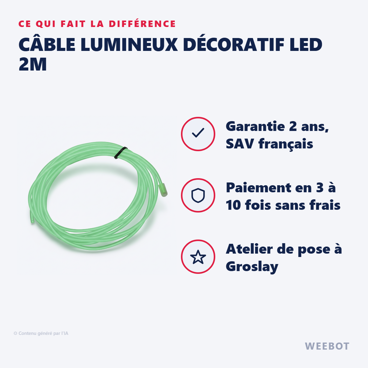 Câble Lumineux Décoratif LED 2m : les points forts