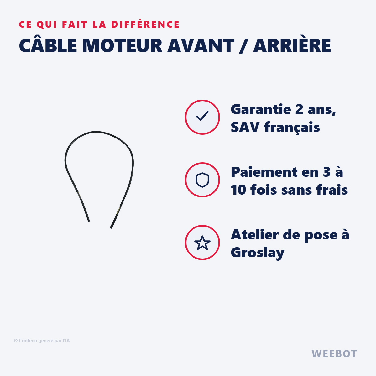 Câble Moteur Avant / Arrière pour Trottinette Électrique Dualtron Achilleus / Thunder - Weebot