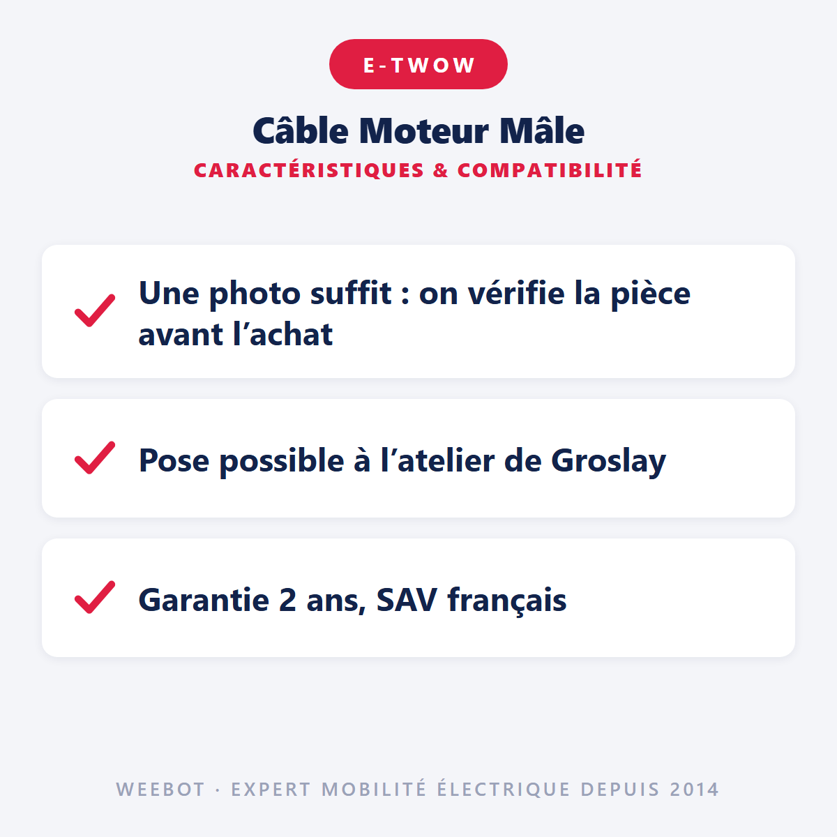 Câble Moteur Mâle pour Trottinette Électrique Etwow - Weebot