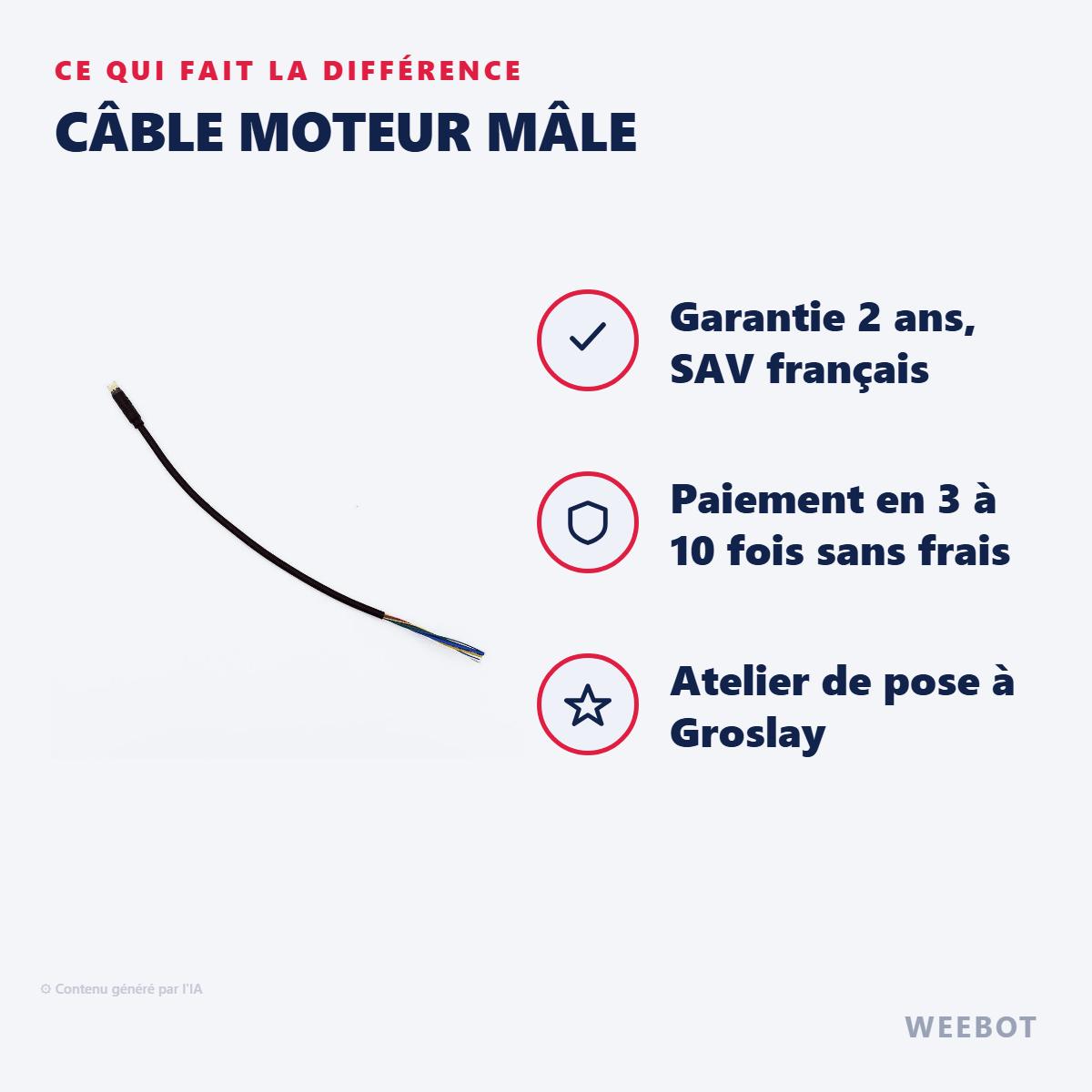 Câble Moteur Mâle pour Trottinette Électrique Etwow - Weebot