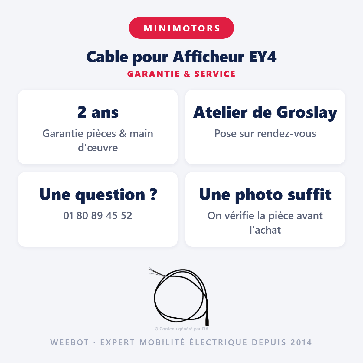 Cable pour Afficheur EY4 (Nouvelle Connectique Bleu) - Weebot