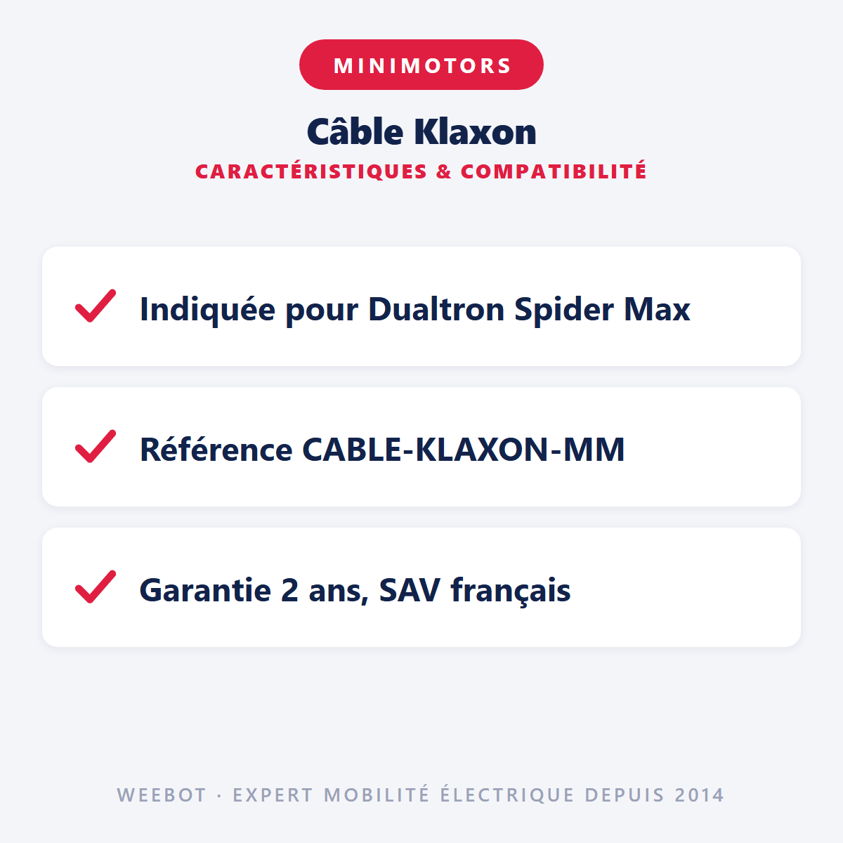 Câble Klaxon pour Trottinette Electrique Spider Max - Weebot
