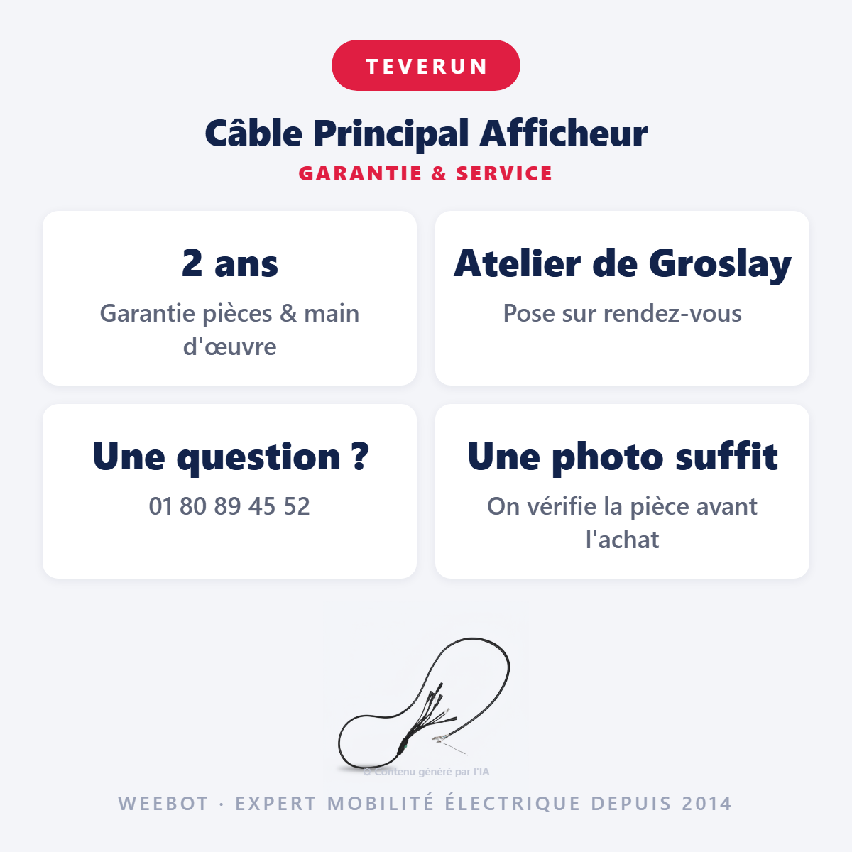 Câble Principal Afficheur : garantie 2 ans et service après-vente
