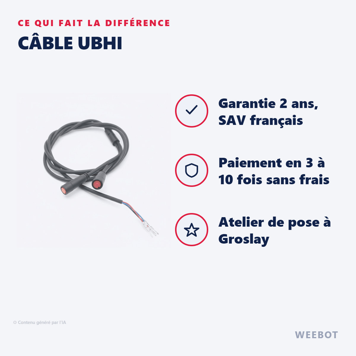 Câble UBHI pour Trottinette Electrique Wolf King GT Pro 1-2 - Weebot