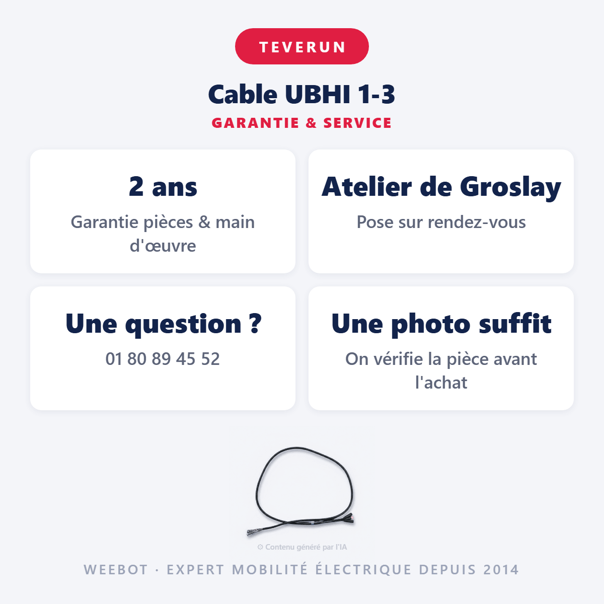 Cable UBHI 1-3 pour Trottinette Electrique Teverun Fighter 10 et 10+ - Weebot