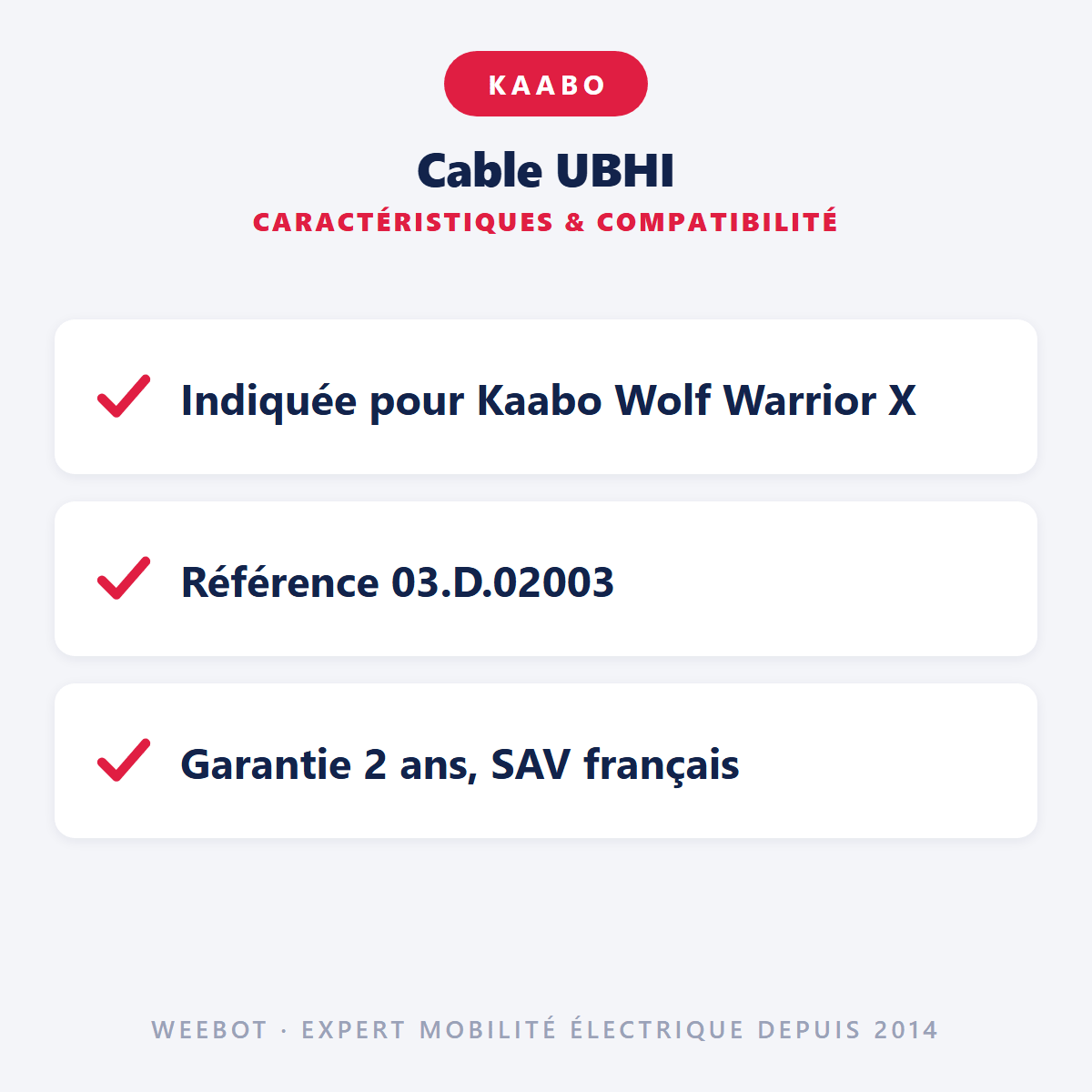 Cable UBHI pour Trottinette Electrique Kaabo Wolf Warrior X - Weebot