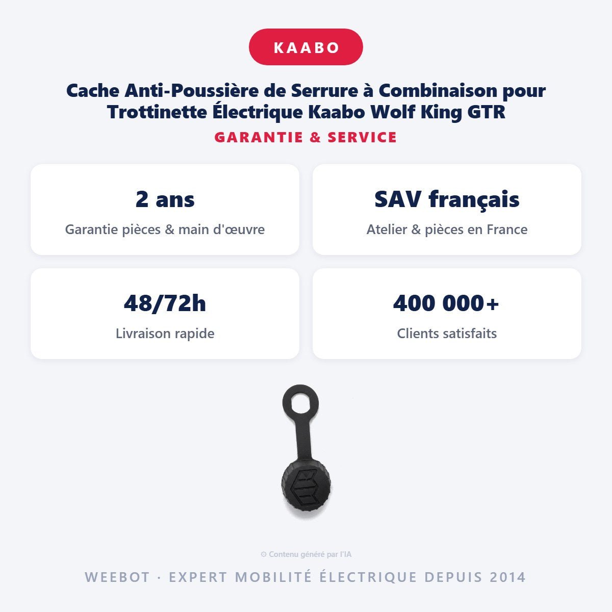 Cache Anti-Poussière de Serrure à Combinaison pour Trottinette Électrique Kaabo Wolf King GTR - Weebot