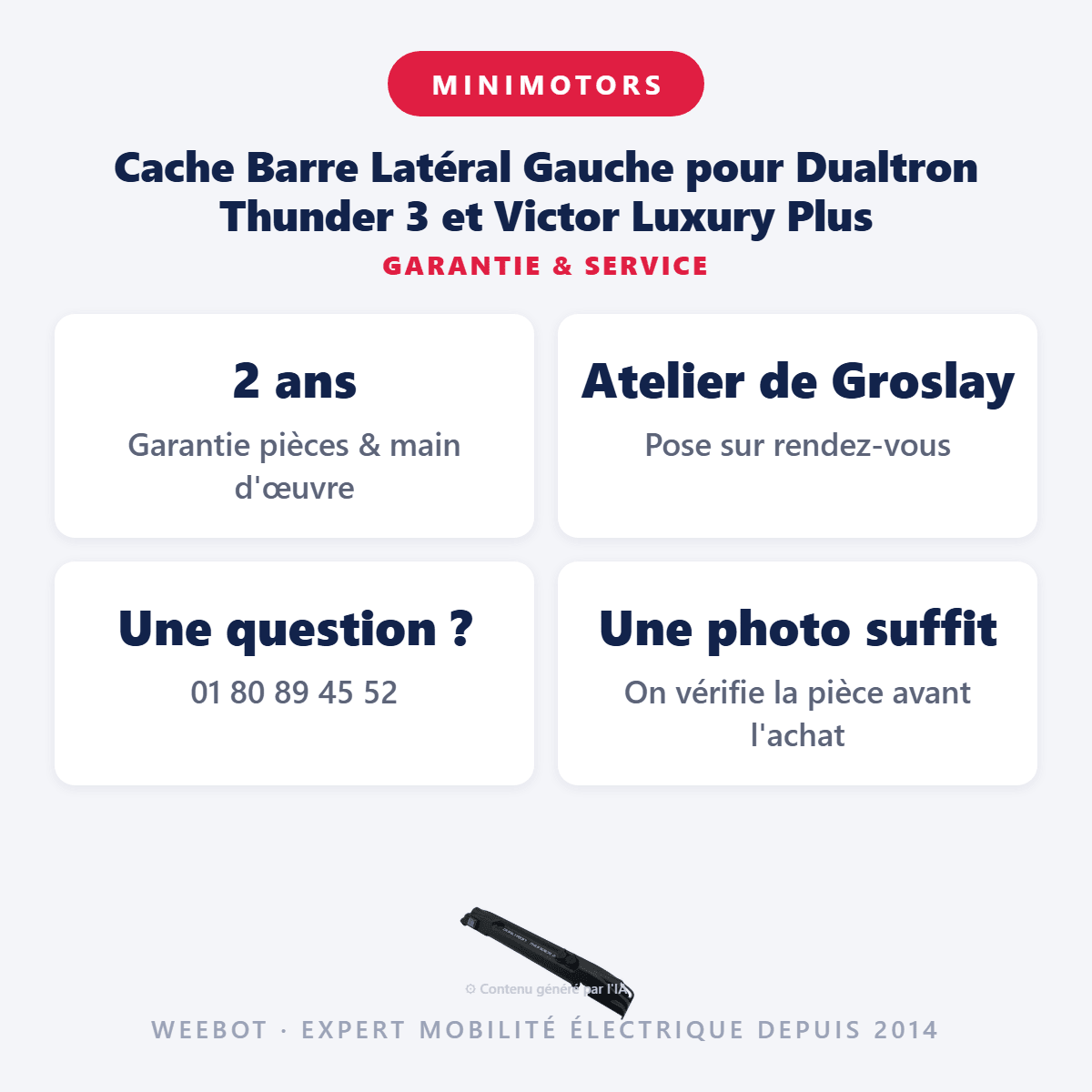Cache Barre Latéral Gauche pour Dualtron Thunder 3 et Victor Luxury Plus (Sans Electronique) - Weebot