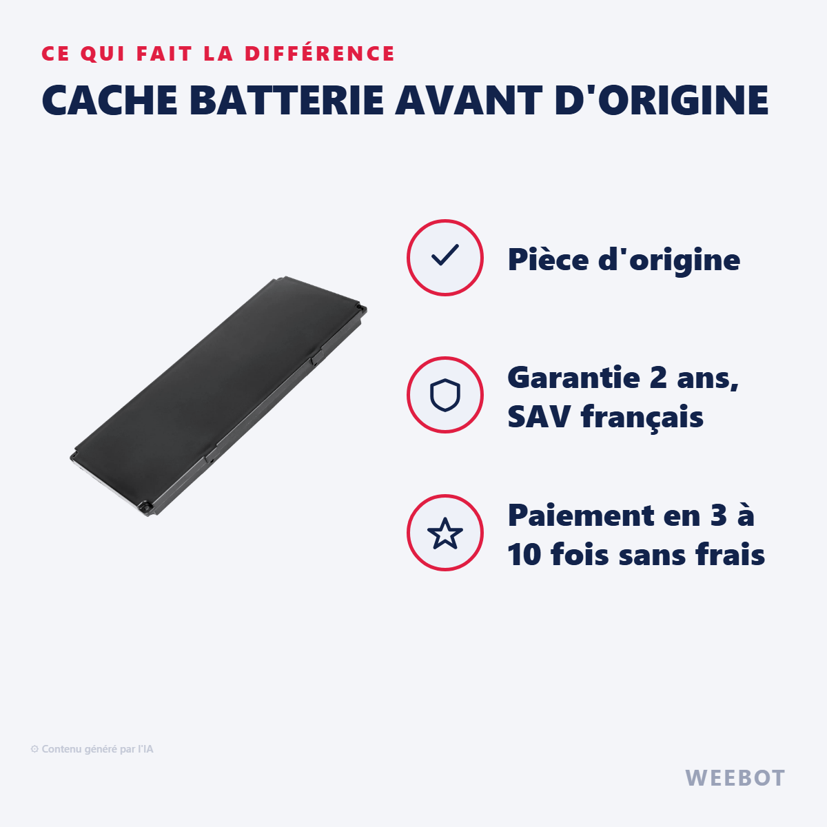 Cache Batterie Avant d'Origine : les points forts