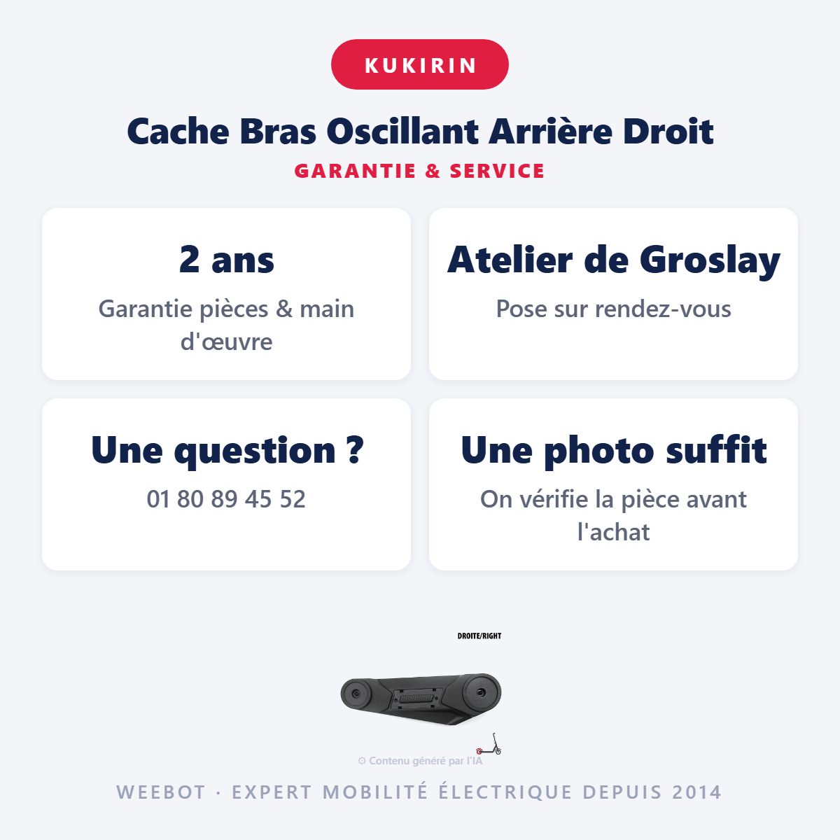 Cache Bras Oscillant Arrière Droit : garantie 2 ans et service après-vente
