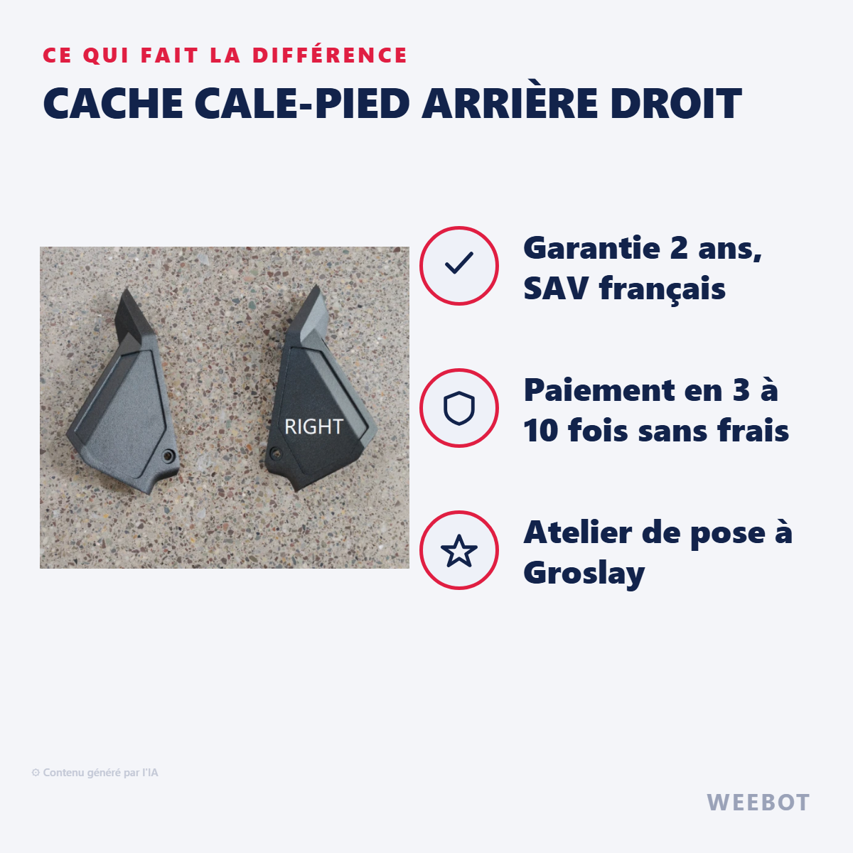 Cache Cale-Pied Arrière Droit : les points forts