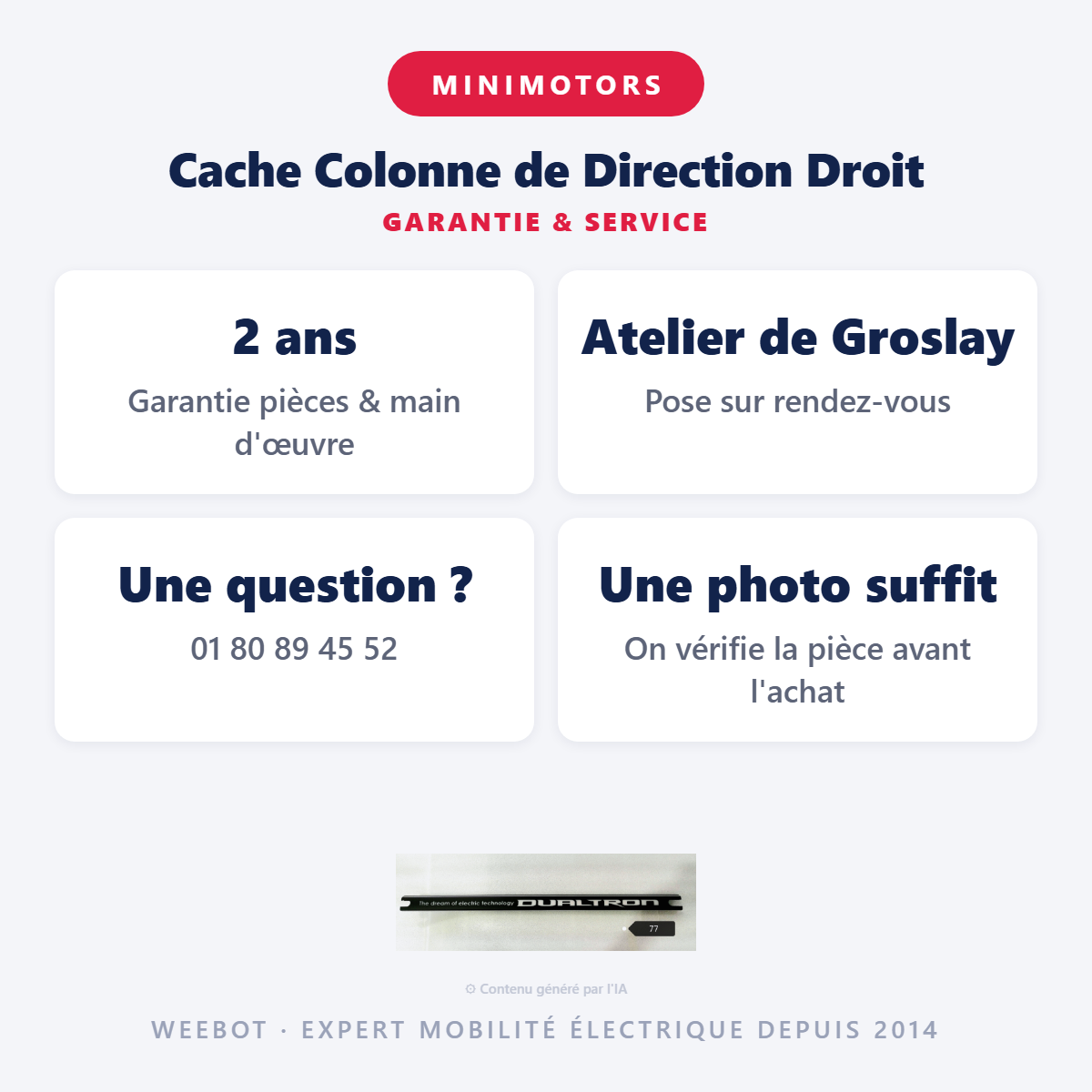 Cache Colonne de Direction Droit : garantie 2 ans et service après-vente