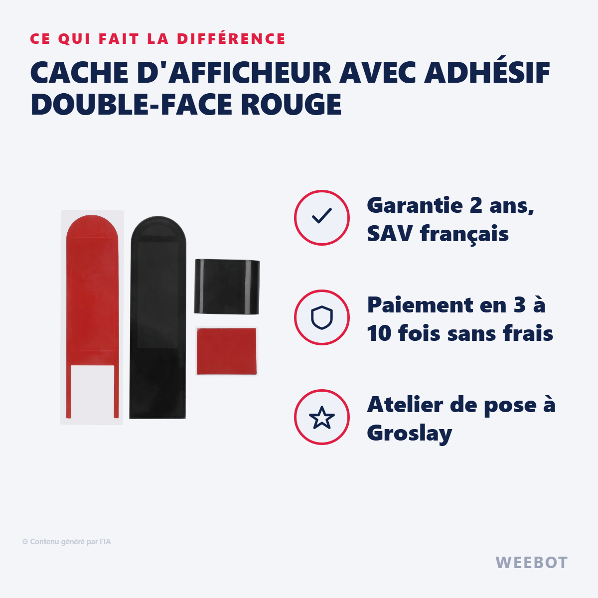Cache d'Afficheur avec Adhésif Double-Face Rouge : les points forts