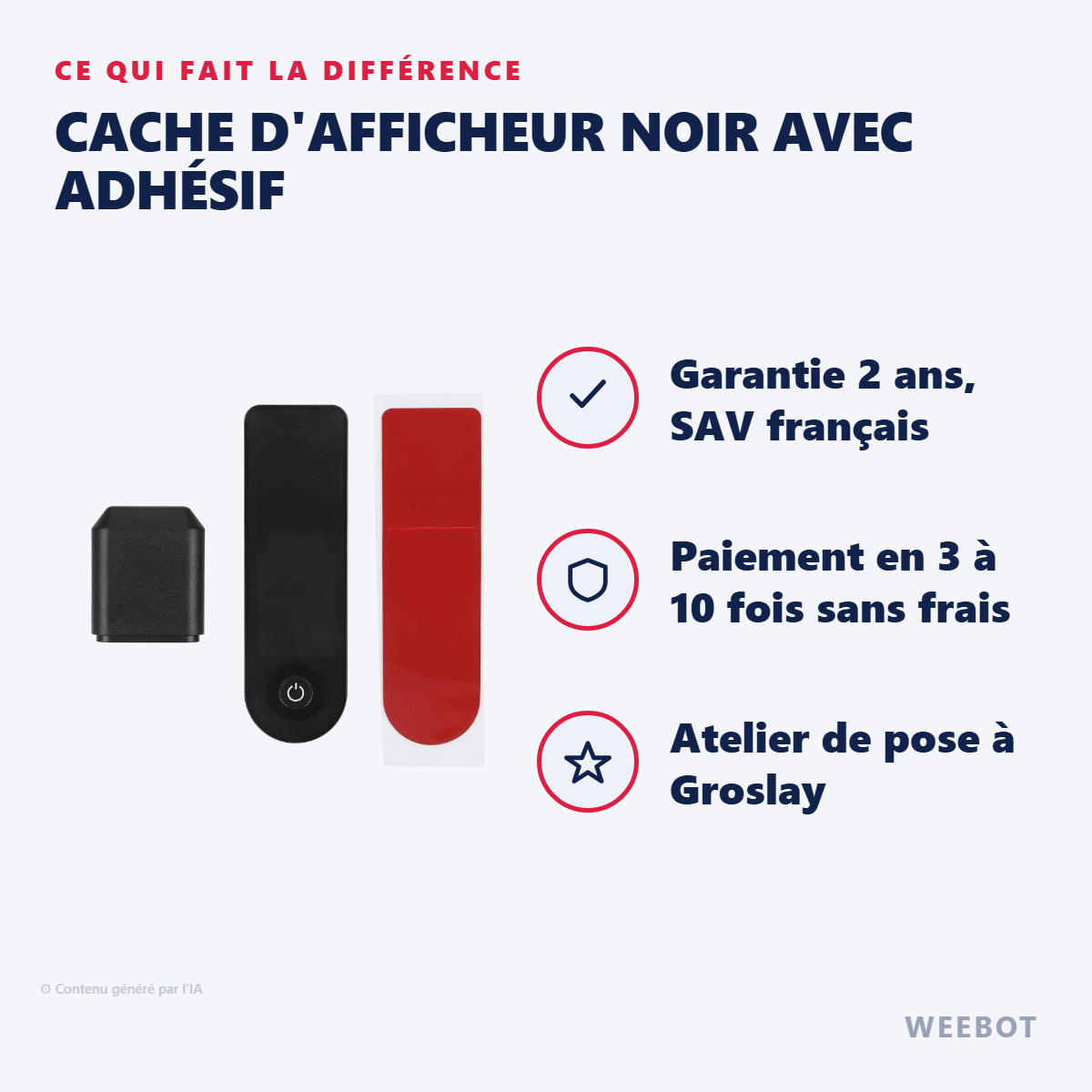 Cache d'Afficheur Noir avec Adhésif : les points forts