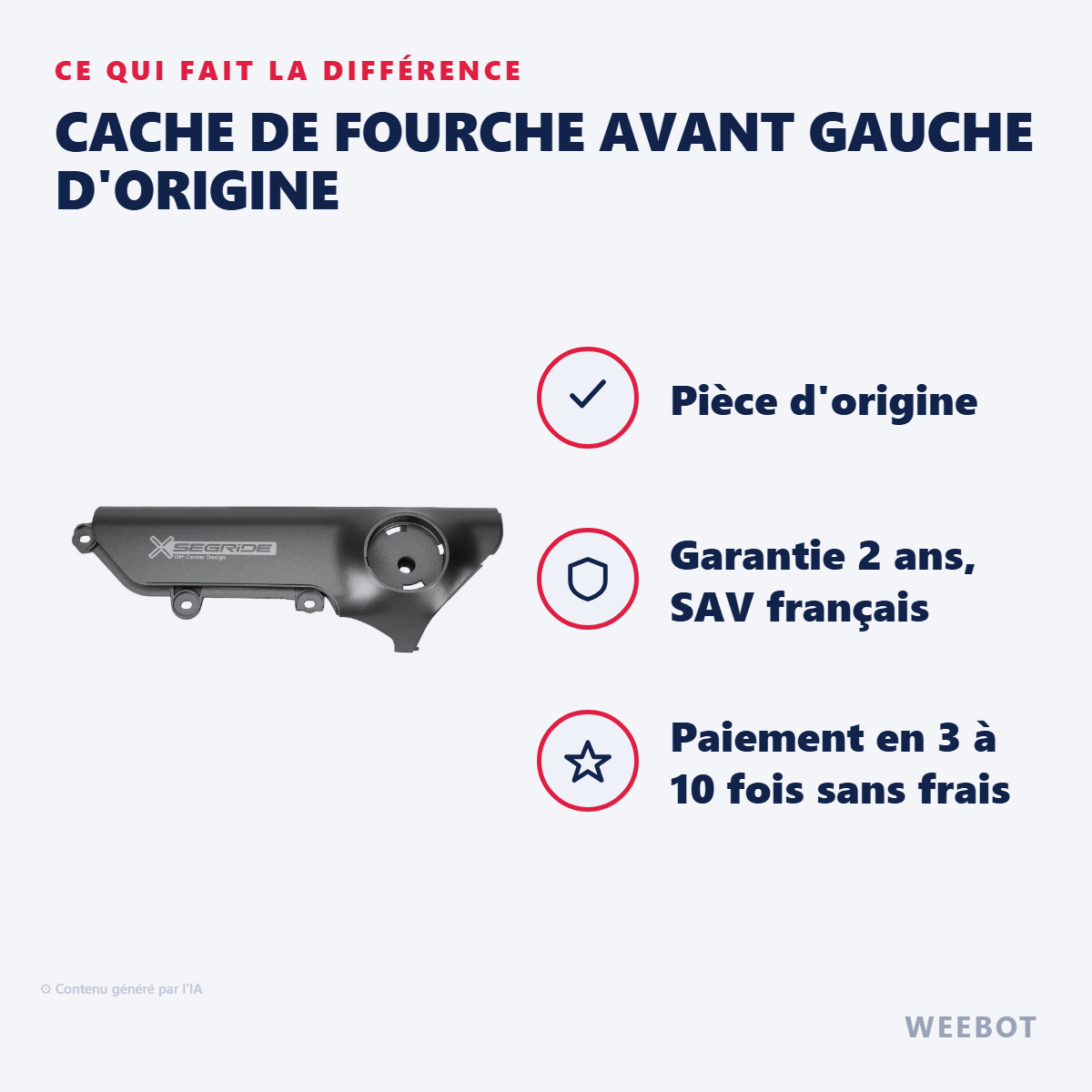 Cache de Fourche Avant Gauche d'Origine : les points forts