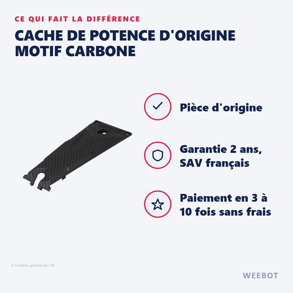 Cache de Potence d'Origine Motif Carbone : les points forts
