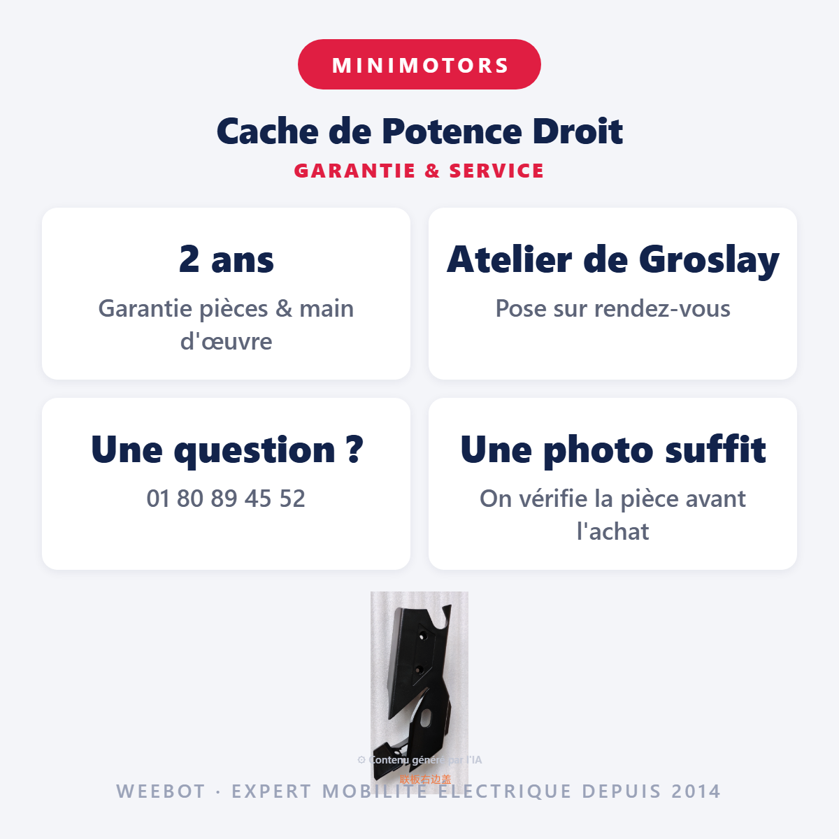 Cache de Potence Droit : garantie 2 ans et service après-vente