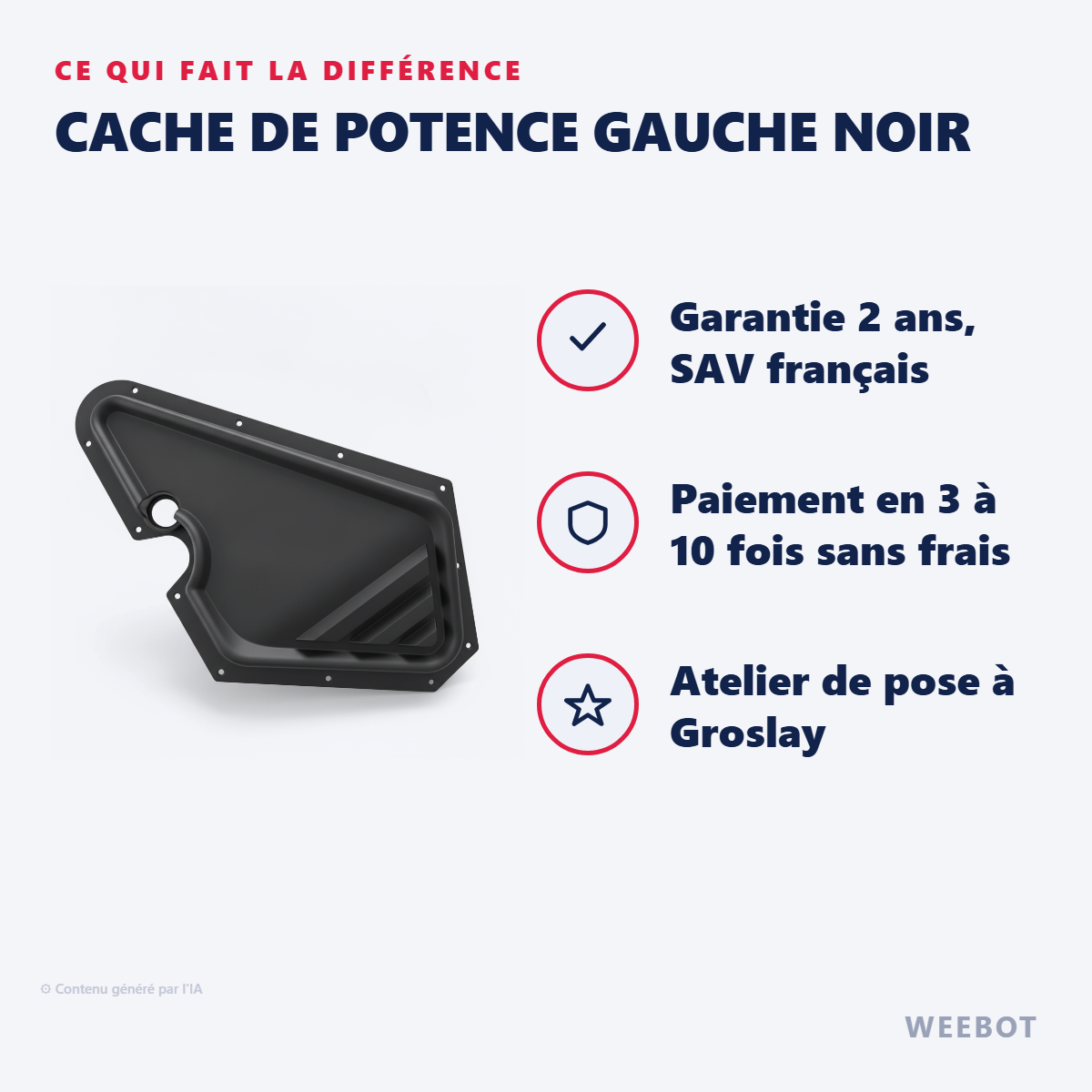 Cache de Potence Gauche Noir : les points forts