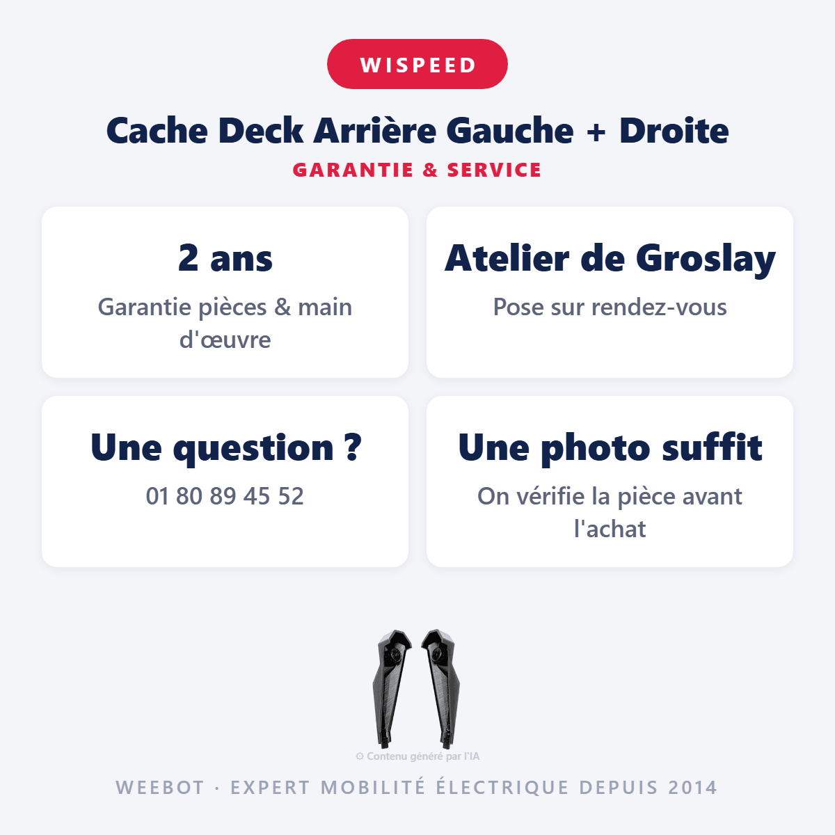 Cache Deck Arrière Gauche + Droite pour Trottinette Électrique Wispeed T850 - Weebot