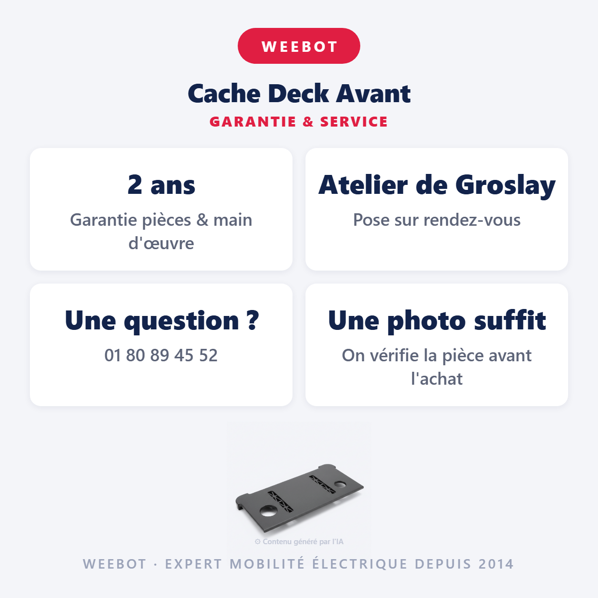 Cache Deck Avant : garantie 2 ans et service après-vente