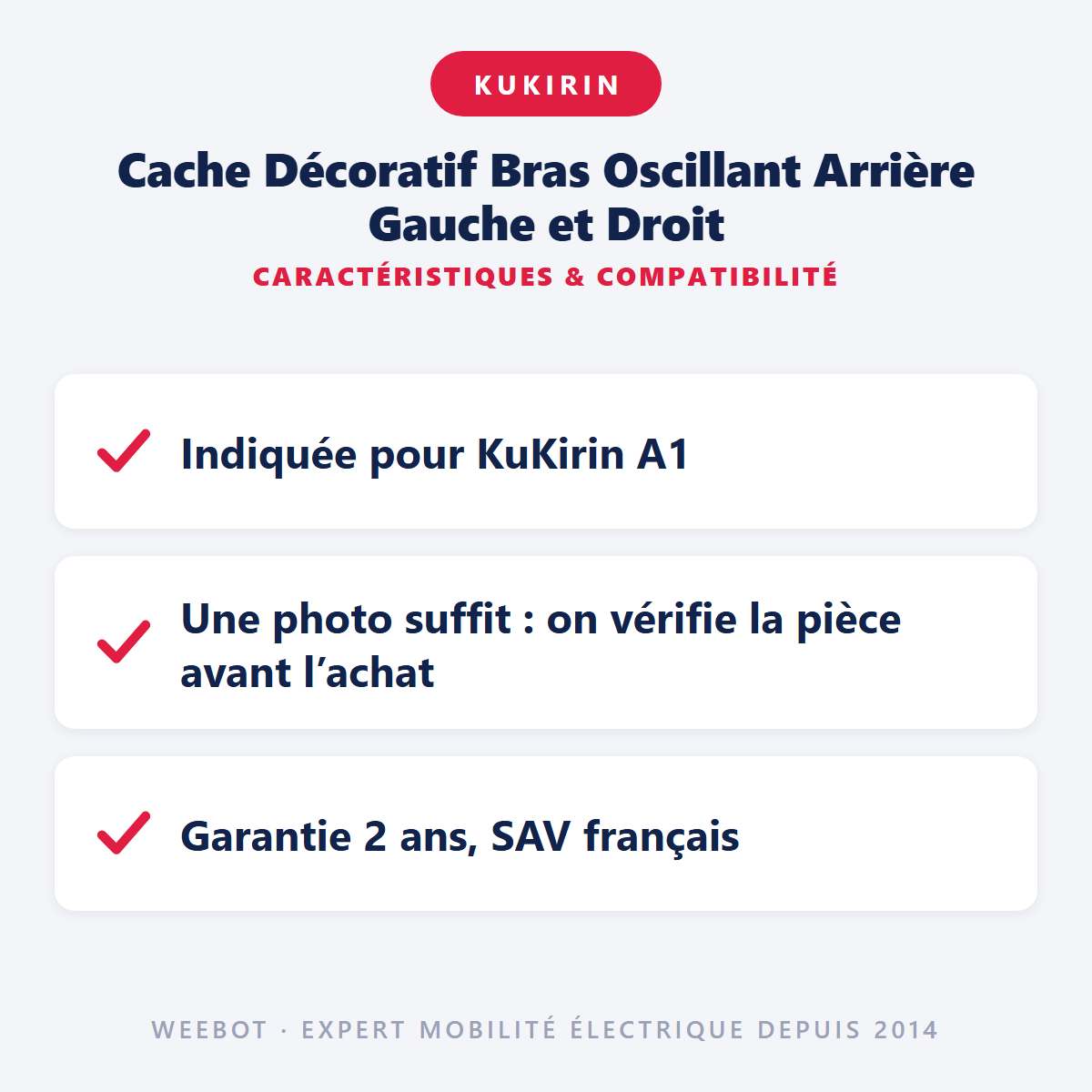 Cache Décoratif Bras Oscillant Arrière Gauche et Droit : caractéristiques et compatibilité