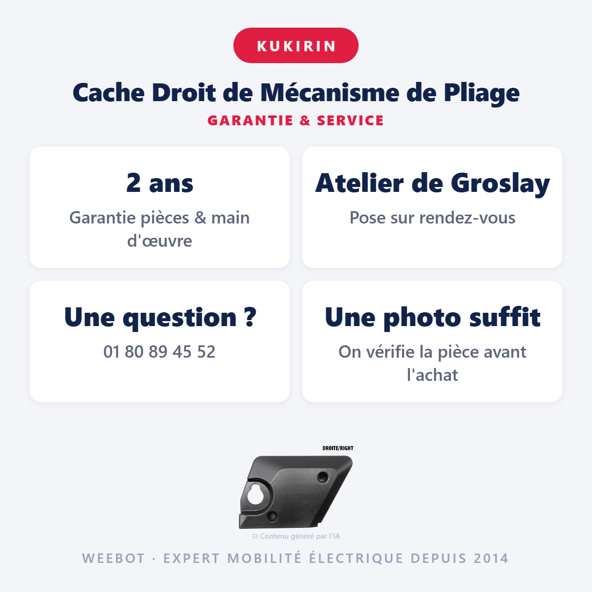 Cache Droit de Mécanisme de Pliage : garantie 2 ans et service après-vente