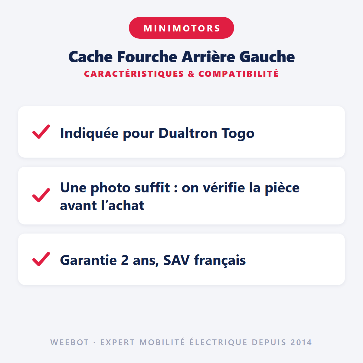 Cache Fourche Arrière Gauche pour Trottinette Électrique Dualtron Togo - Weebot