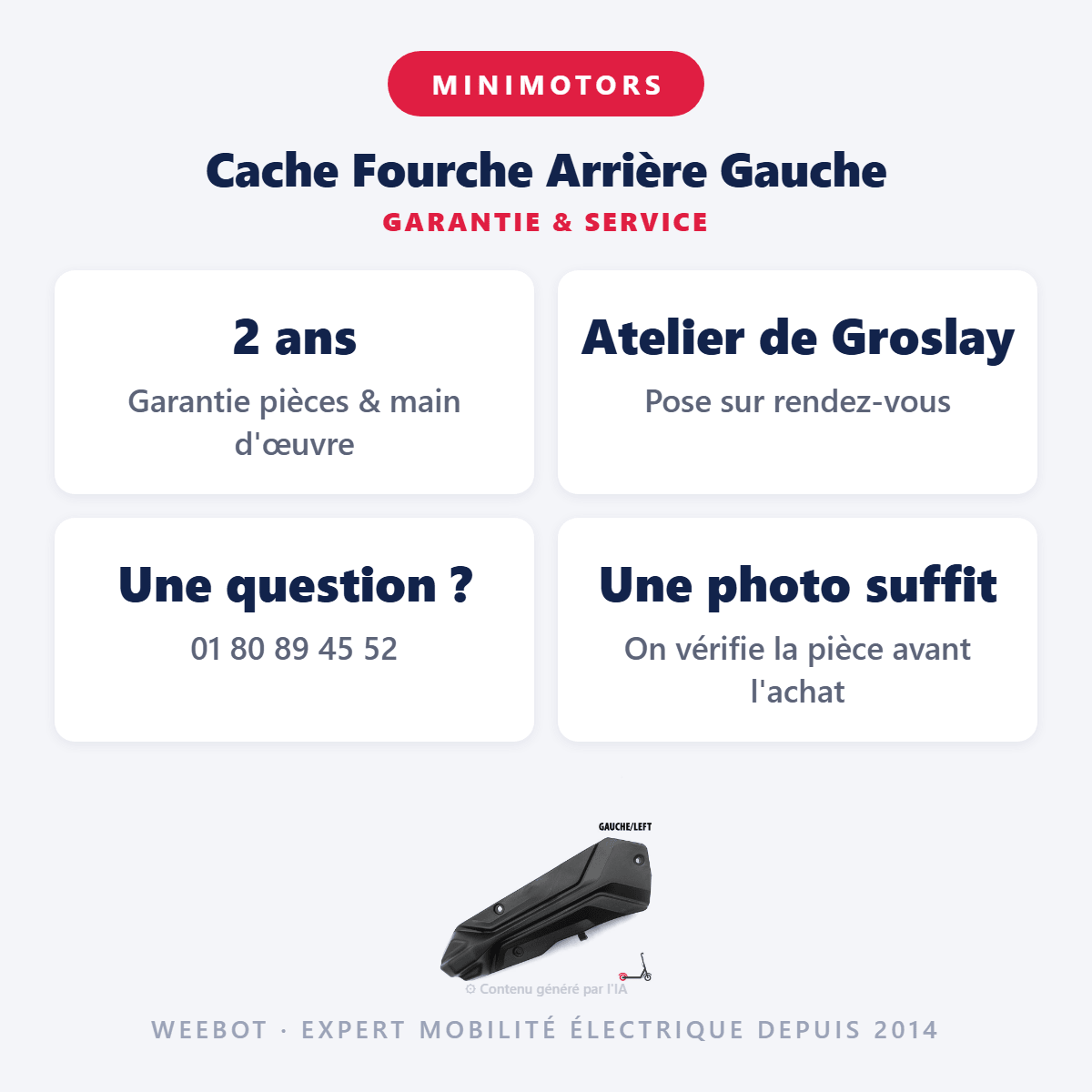 Cache Fourche Arrière Gauche pour Trottinette Électrique Dualtron Togo - Weebot