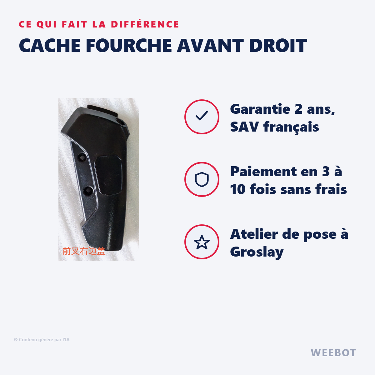 Cache Fourche Avant Droit : les points forts