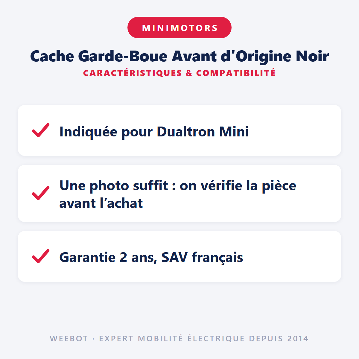 Cache Garde-Boue Avant d'Origine Noir : caractéristiques et compatibilité