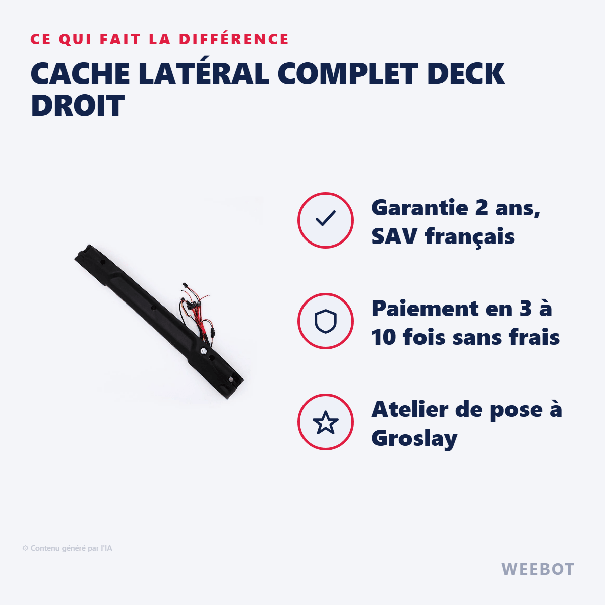 Cache Latéral Complet Deck Droit pour Trottinette Électrique Dualtron Thunder - Weebot