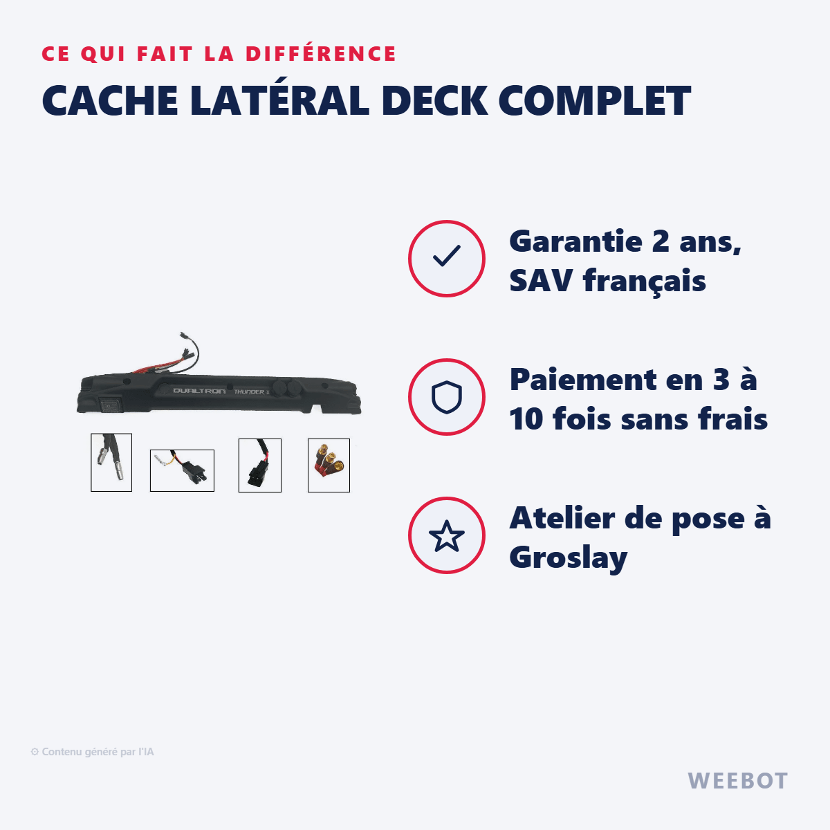 Cache Latéral Deck Complet pour Trottinette Électrique Dualtron Thunder 2 Côté Gauche - Weebot