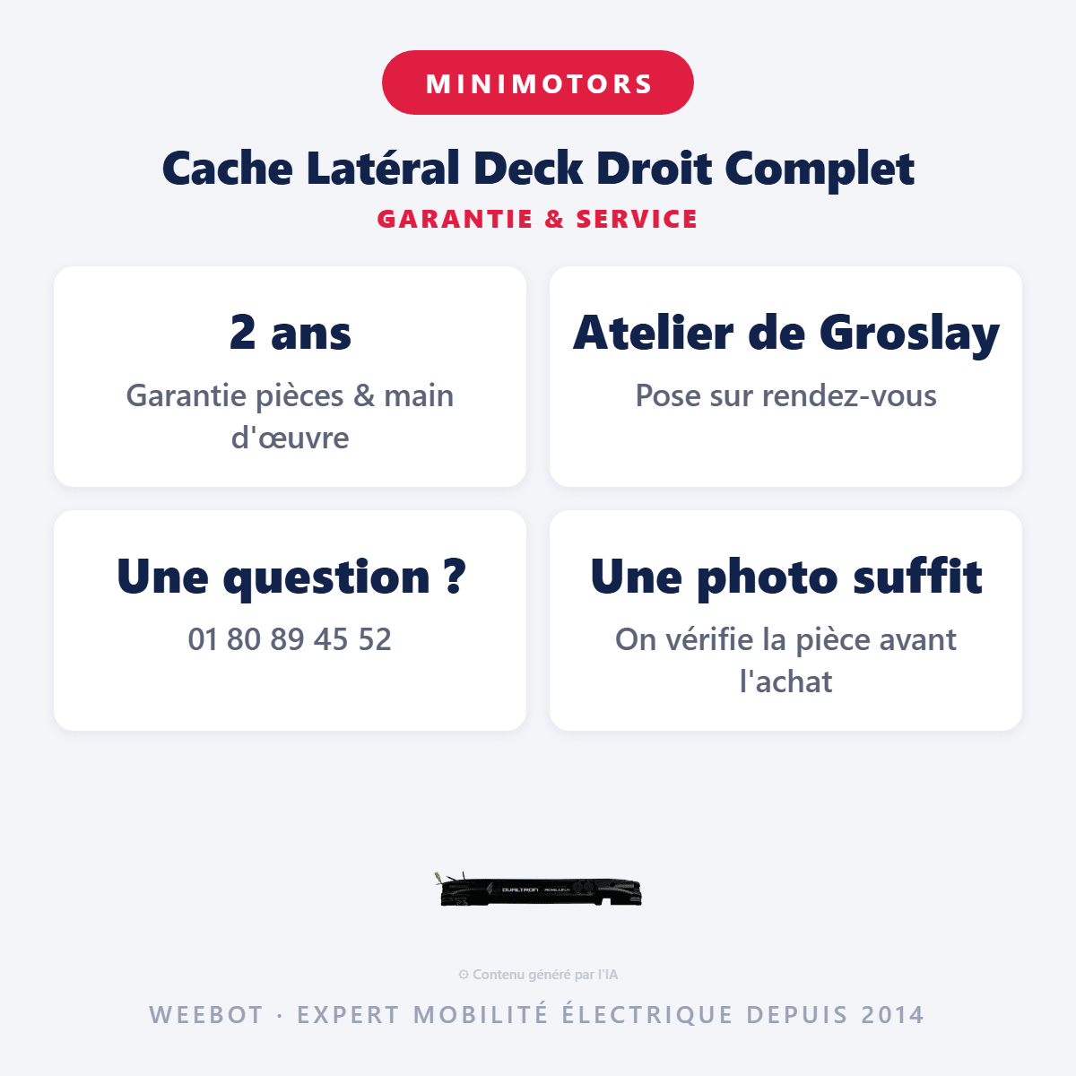 Cache Latéral Deck Droit Complet pour Trottinette Électrique Dualtron Achilleus - Weebot