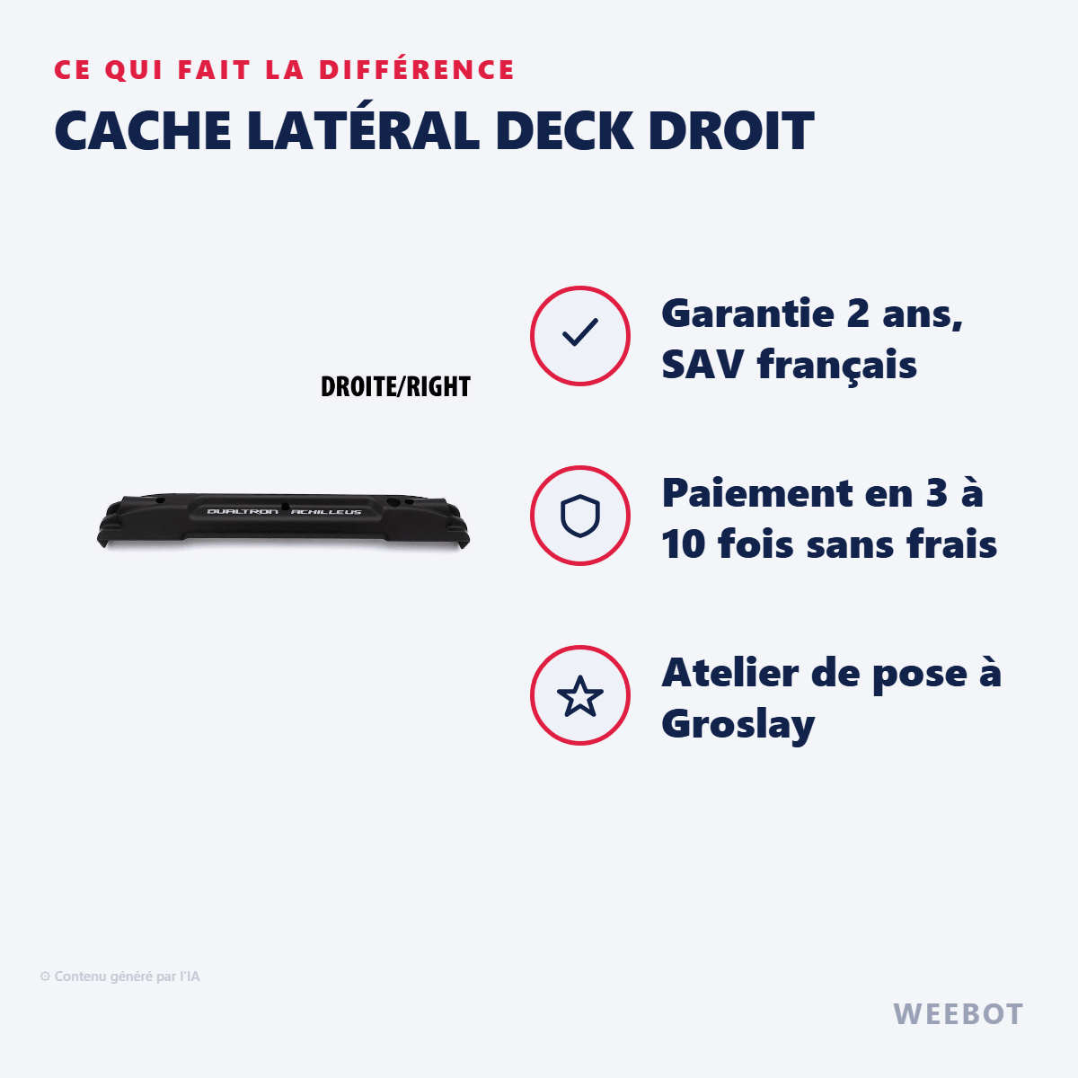 Cache Latéral Deck Droit pour Trottinette Électrique Dualtron Achilleus 2023 - Weebot