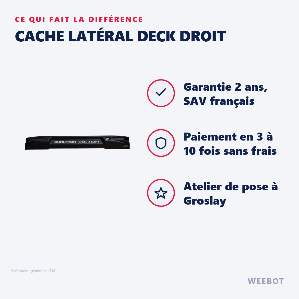 Cache Latéral Deck Droit pour Trottinette Électrique Dualtron New Victor Luxury et Ltd - Weebot