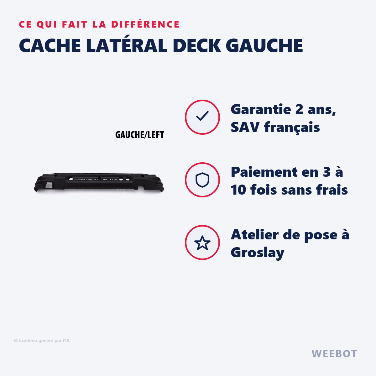 Cache Latéral Deck Gauche pour Trottinette Électrique Dualtron Victor Luxury Plus - Weebot