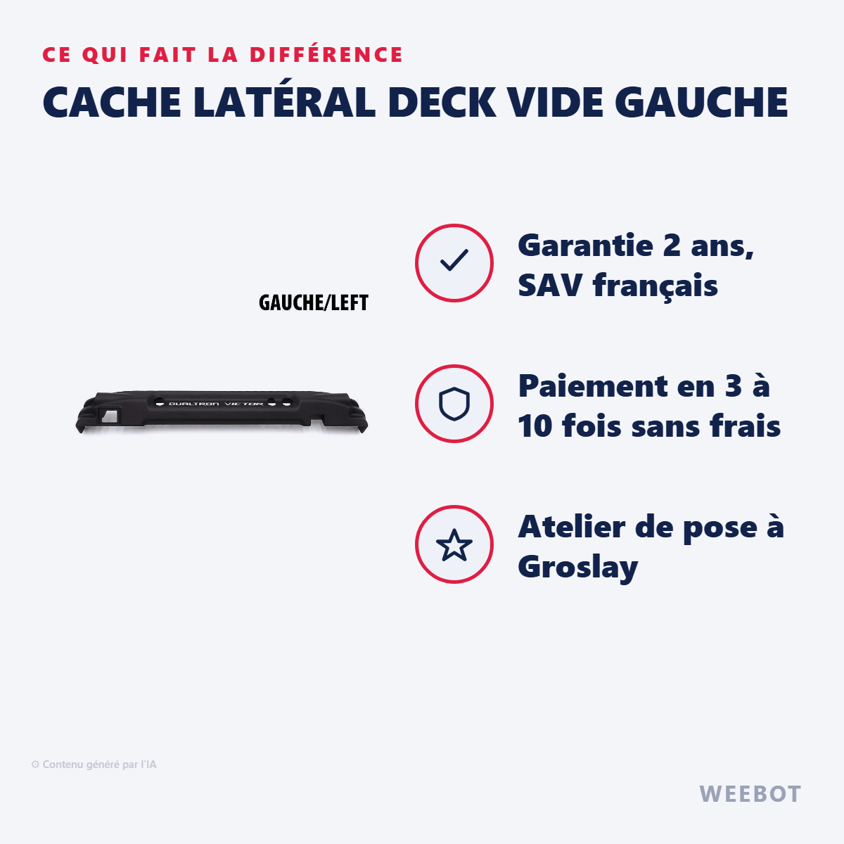 Cache Latéral Deck Vide Gauche pour Trottinette Électrique Dualtron Victor - Weebot